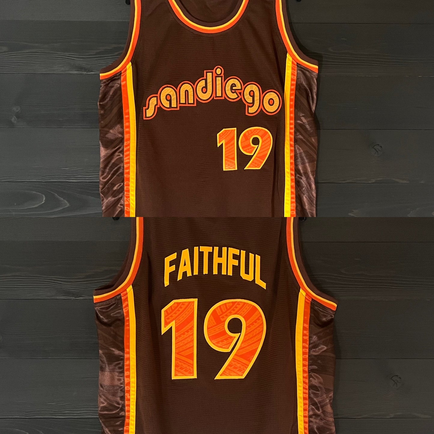 A-024a #19 FAITHFUL Brown Orange Yellow Retro Tribal - ALL STOCK