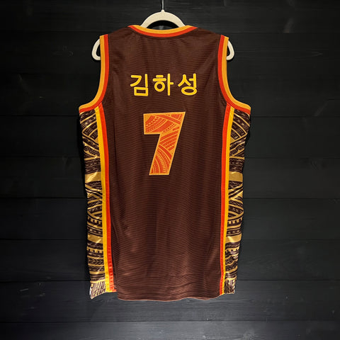 22-2105m KIM in Hangul Korean Script #7 San Diego Tribalz Brown Orange Yellow - MADE TO ORDER