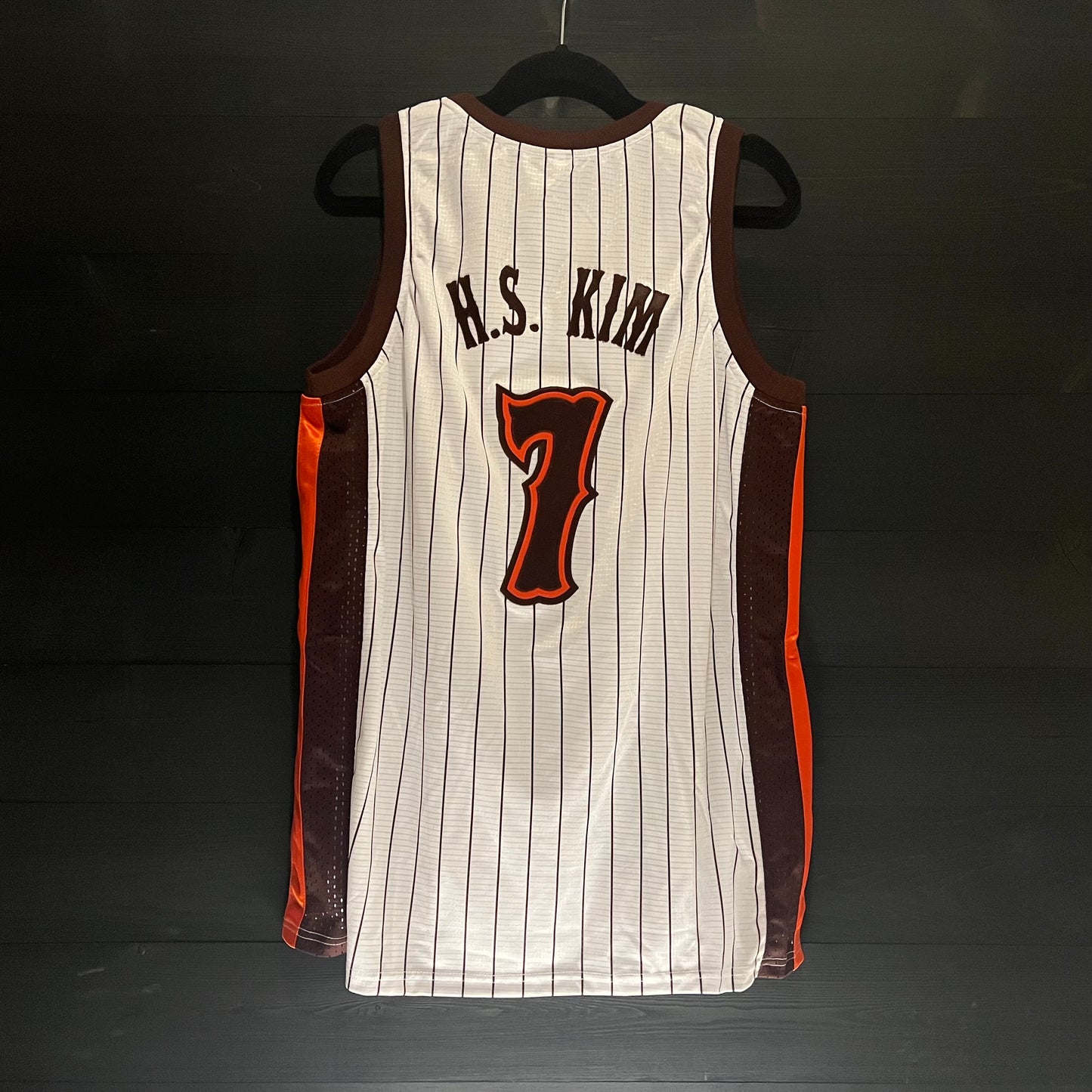 A-052m H.S. KIM #7 San Diego White Brown 88 Pinstripes Remix - MADE TO ORDER