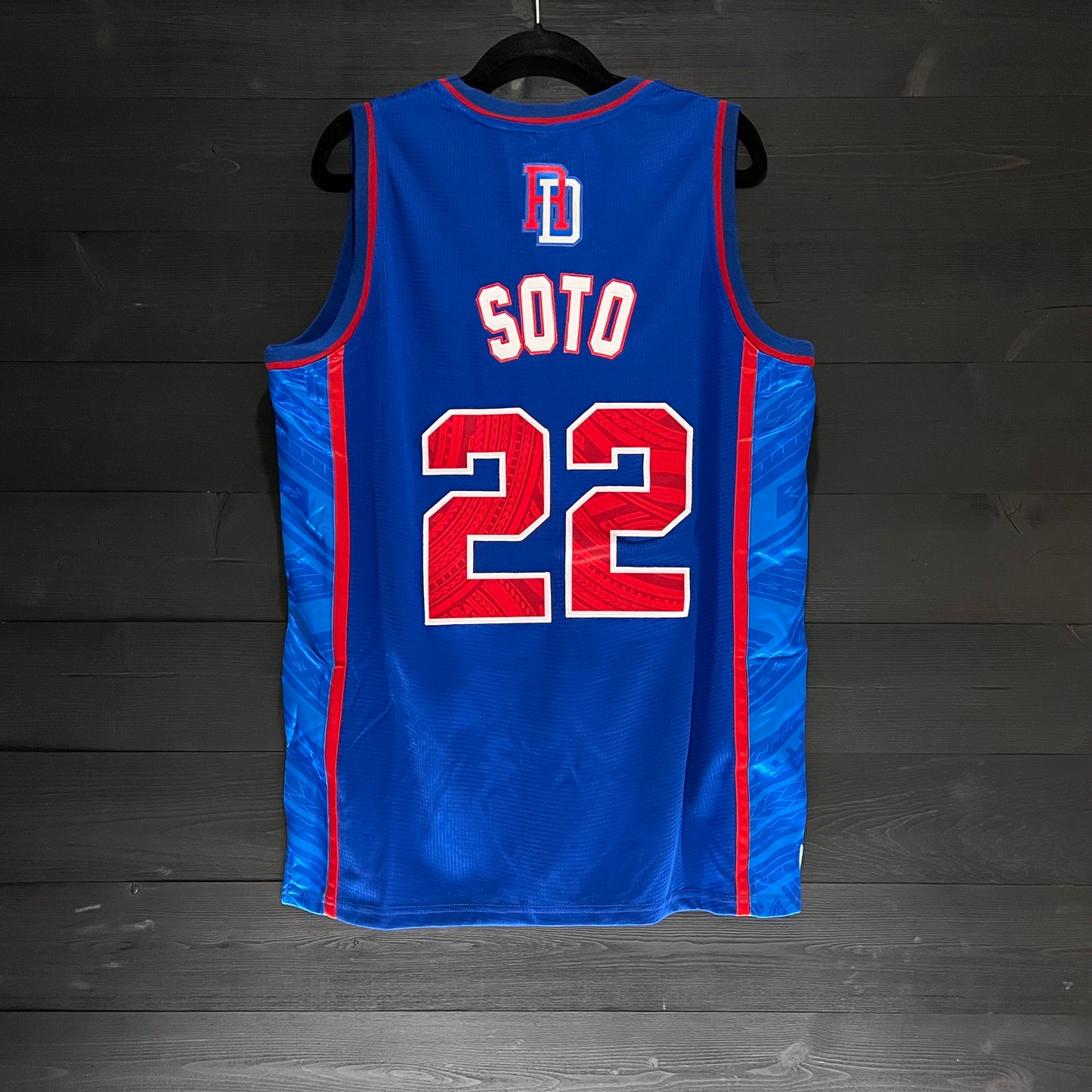 W-151a #22 Dominican Republic Royal Blue Tribal Basketball Jersey - ALL STOCK