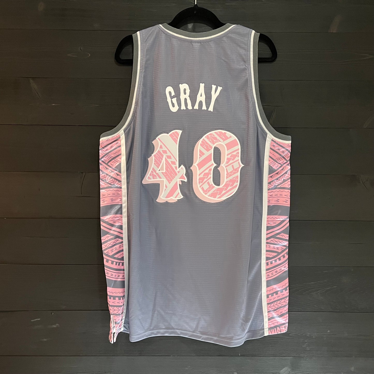 M-611m GRAY #40 WSH Gray Pink Blossoms City Connect Tribal - MADE TO ORDER