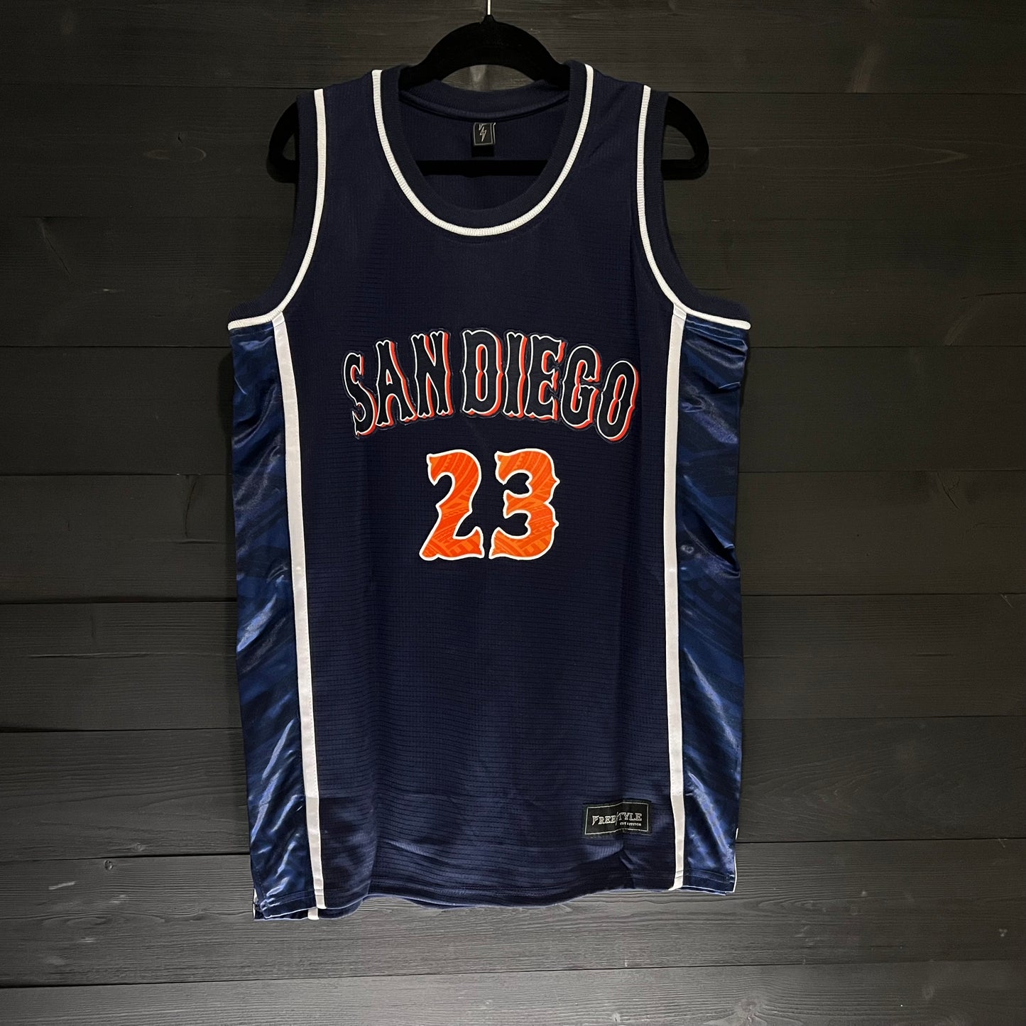 A-022m #23 Navy White Orange Tuscan - MADE TO ORDER - ALL SIZES