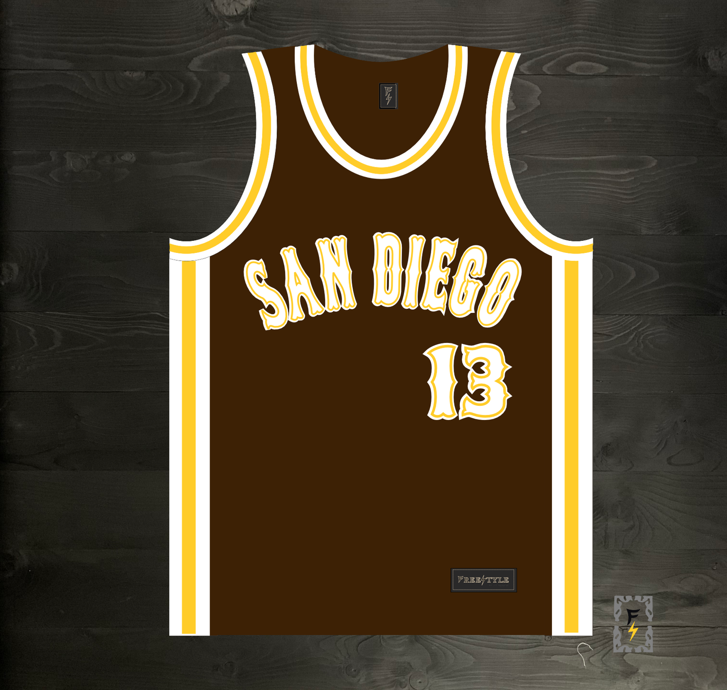 A-100m #13 Brown White Yellow Tuscan Off Ctr ALL SIZES - MADE TO ORDER