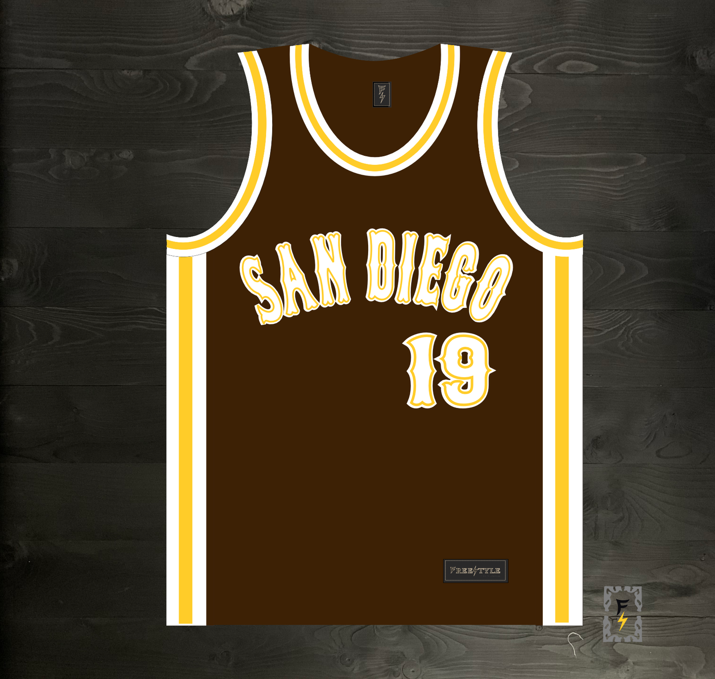 A-100m #19 Brown White Yellow Tuscan Off Ctr ALL SIZES - MADE TO ORDER