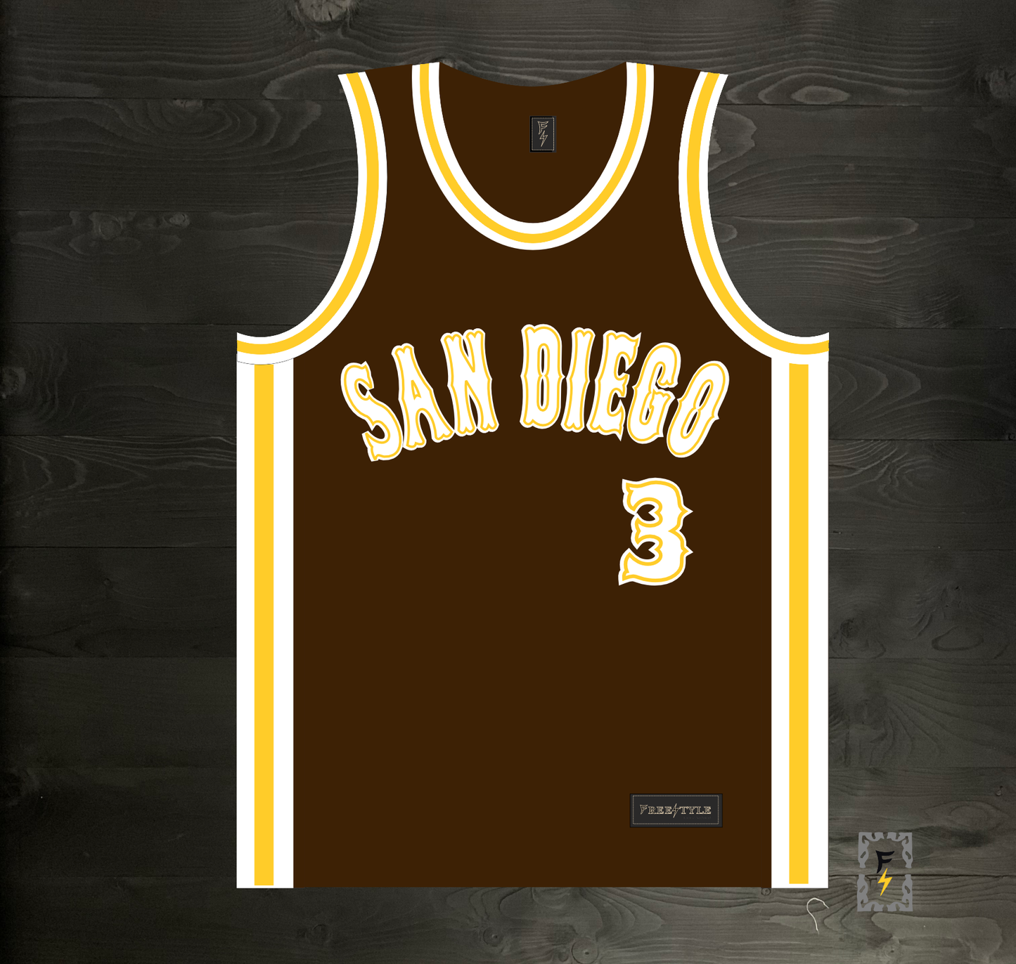 A-100m #3 Brown White Yellow Tuscan Off Ctr ALL SIZES - MADE TO ORDER