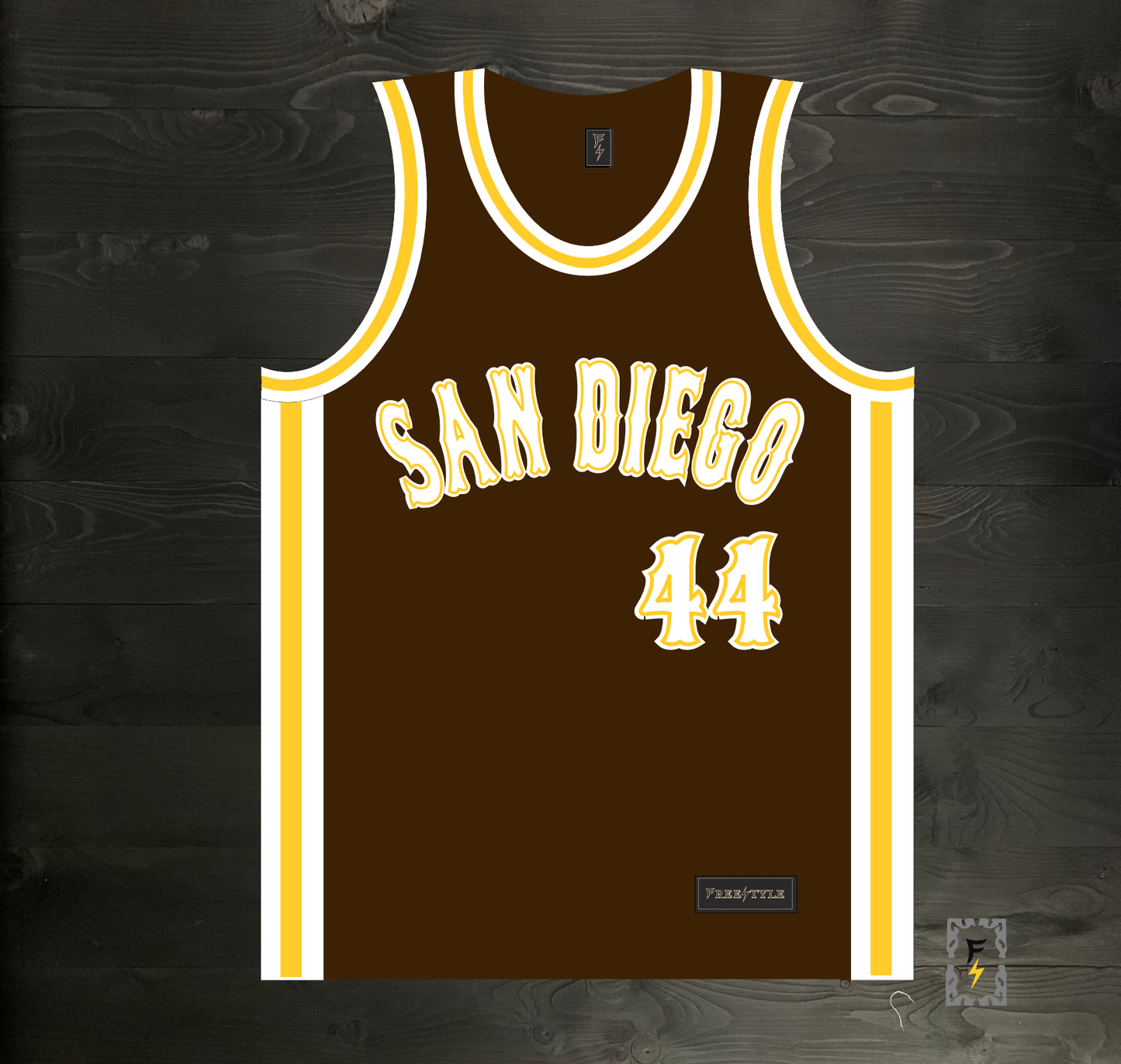 A-100m #44 Brown White Yellow Tuscan Off Ctr ALL SIZES - MADE TO ORDER