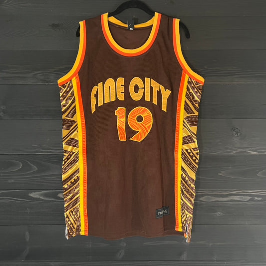 A-002a #19 FINE CITY FAITHFUL Brown Orange Tribal - ALL STOCK