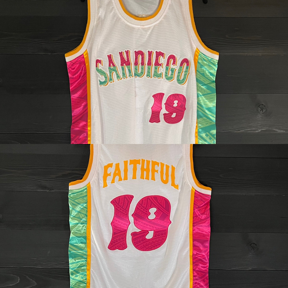 Men #19 FAITHFUL - White Mint Pink Tribal| AM-003a