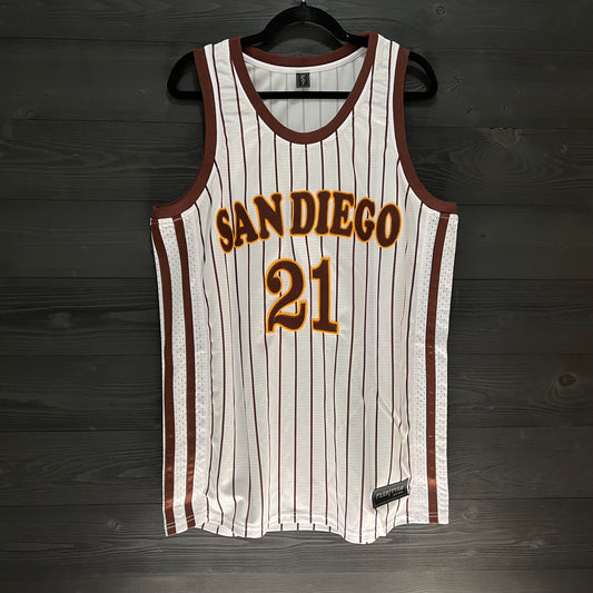 A-010a #21 White Brown Pinstripes