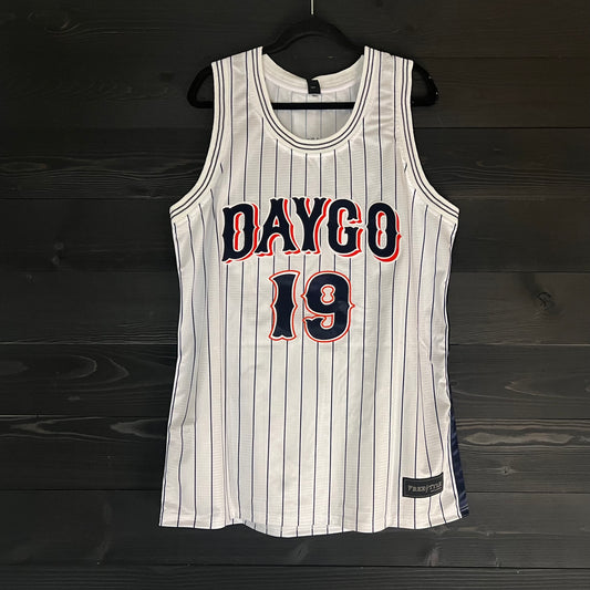 A-019m DAYGO FAITHFUL #19 - White Orange Navy Pinstripes ALL SIZES - MADE TO ORDER