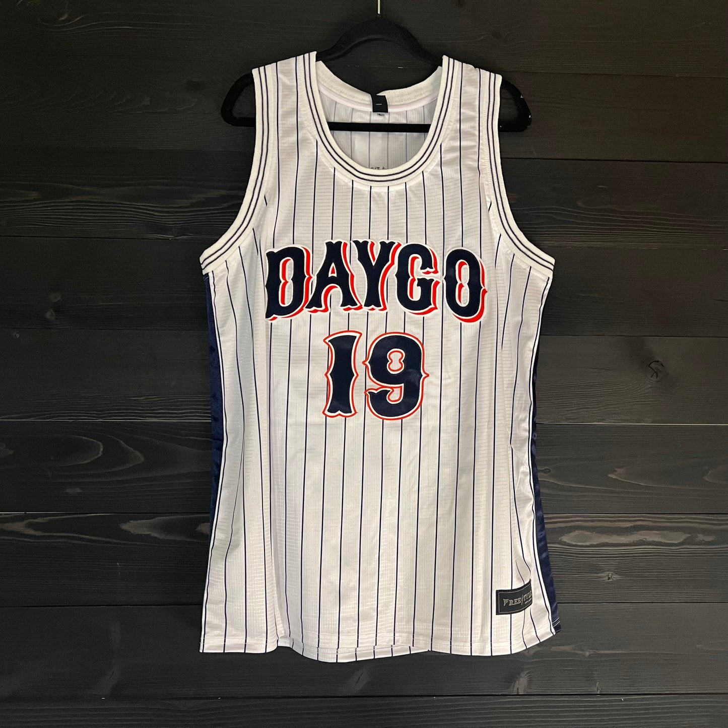 A-019a #19 DAYGO FAITHFUL White Navy Pinstripes - ALL STOCK