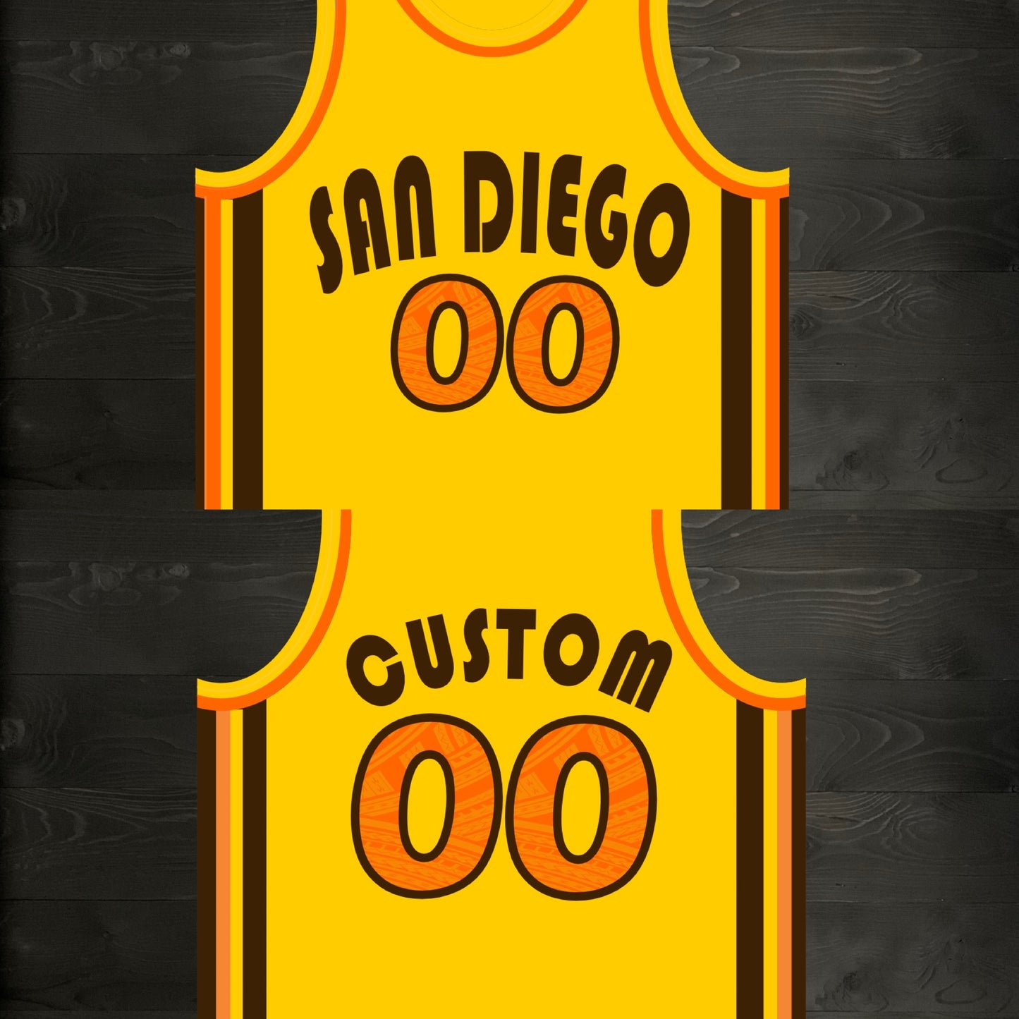 A-101m - CUSTOM Name and # Yellow Brown Retro - MADE TO ORDER