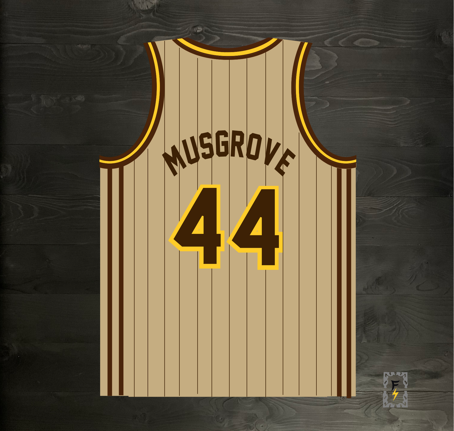 A-105m #44 Sand Brown Yellow w Pinstripes Basketball Jersey - MADE TO ORDER