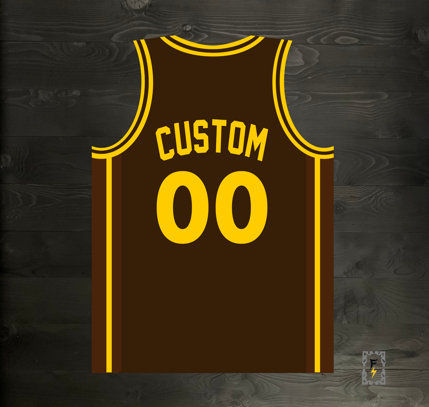 A-110m CUSTOM Name and # SD Brown Yellow Basketball Jersey - MADE TO ORDER