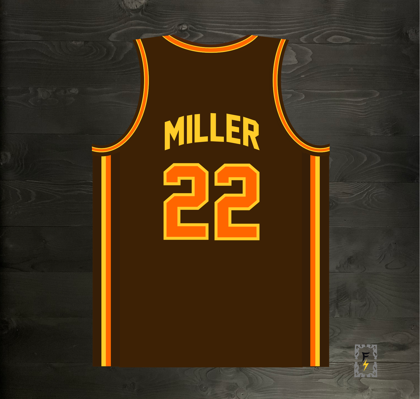 A-115m #22 Brown Yellow Orange Basketball Jersey - MADE TO ORDER
