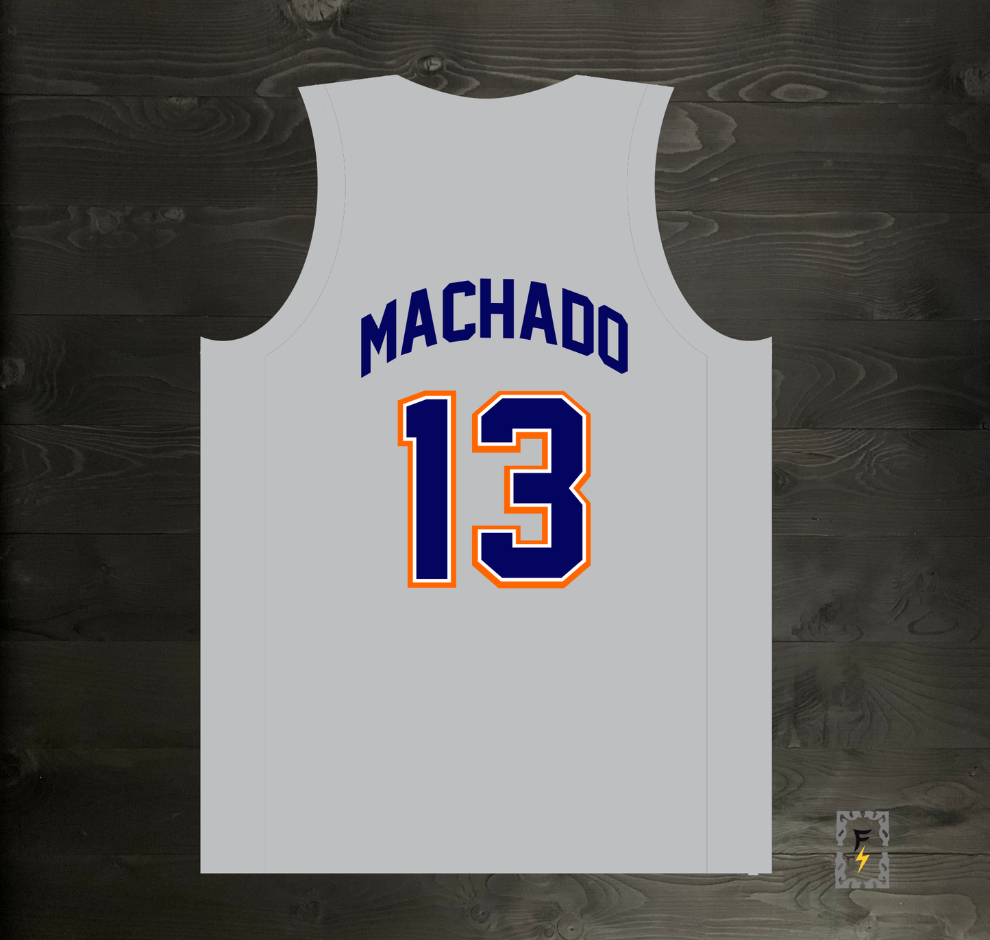 A-117m #13 Gray Navy Orange White Basketball Jersey - MADE TO ORDER