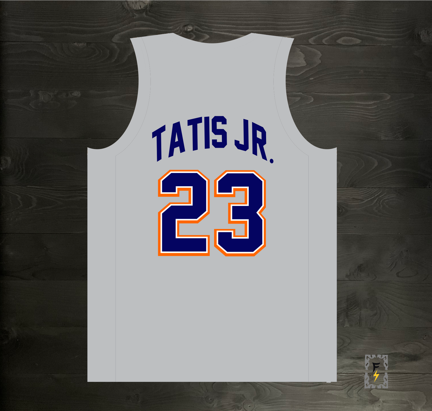 A-117m #23 Gray Navy Orange White Basketball Jersey - MADE TO ORDER
