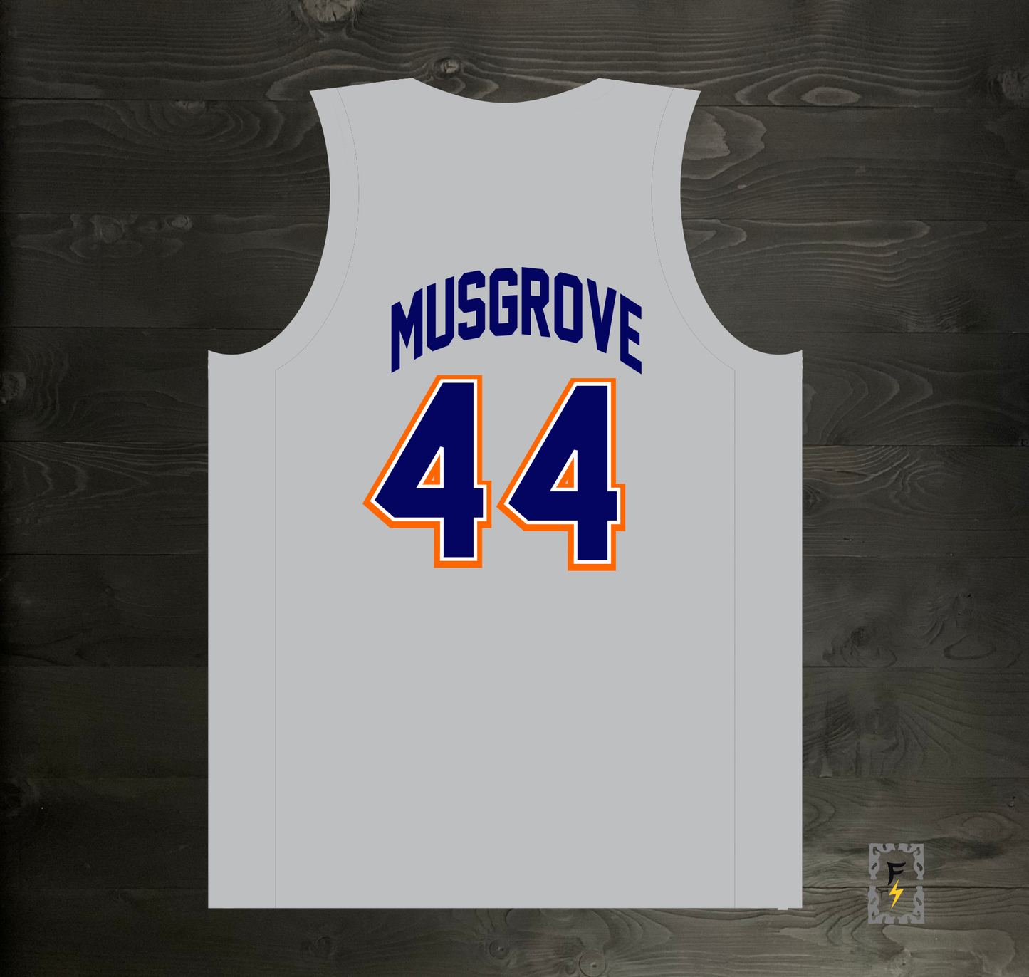 A-117m #44 Gray Navy Orange White Basketball Jersey - MADE TO ORDER