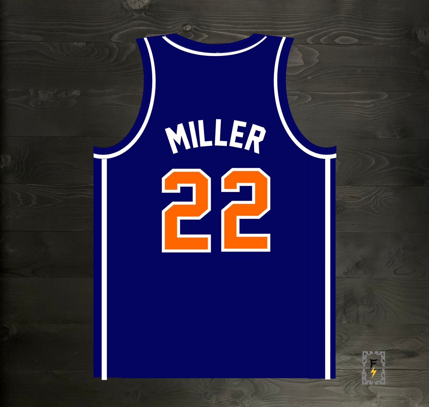 A-118m #22 Navy Orange White Basketball Jersey - MADE TO ORDER