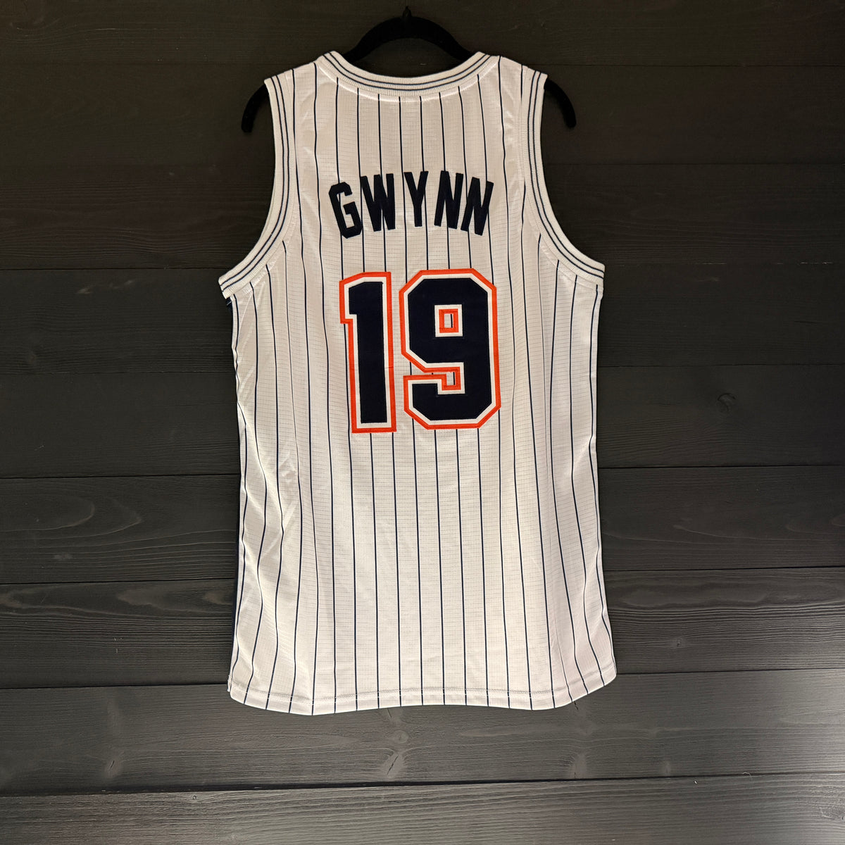Women #19 - White Orange Navy Pinstripes | AW-119a