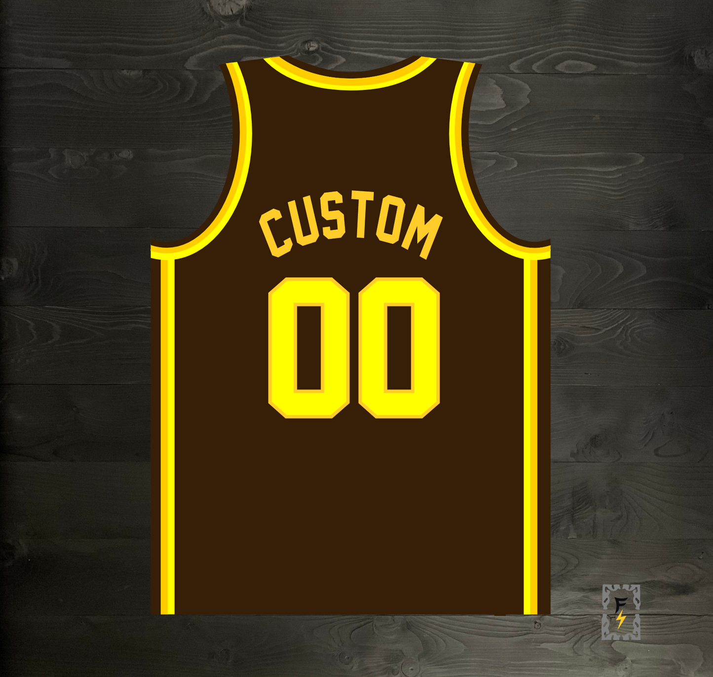A-122m Custom Name and # Pyramid Brown Yellow Basketball Jersey - MADE TO ORDER