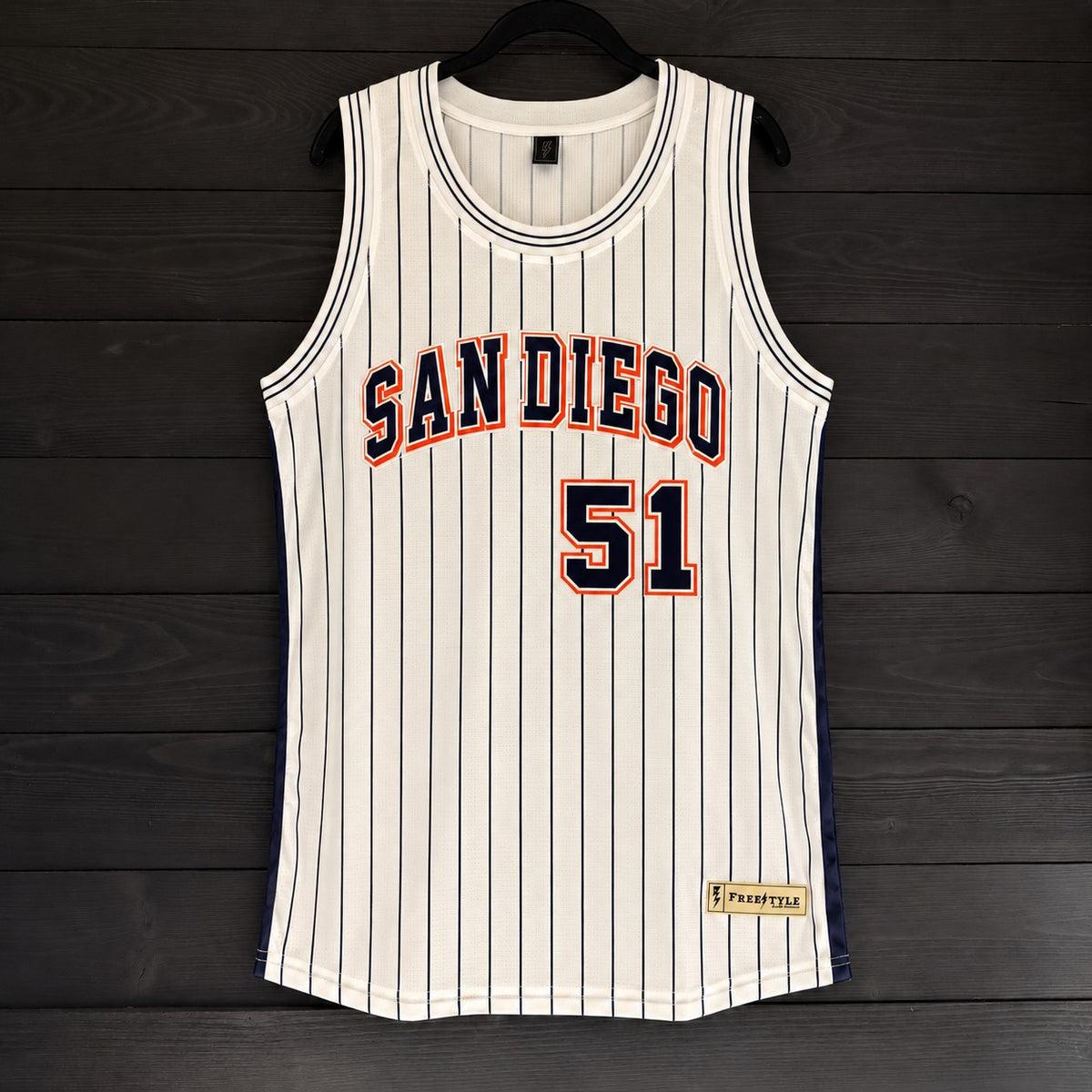 Men #51 -White Navy Pinstripes | AM-119a
