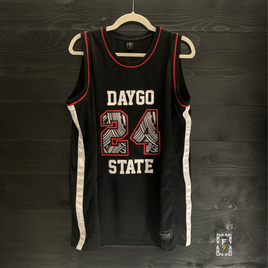 C-001a #24 Daygo State Black Hoops- AVAILABLE STOCK