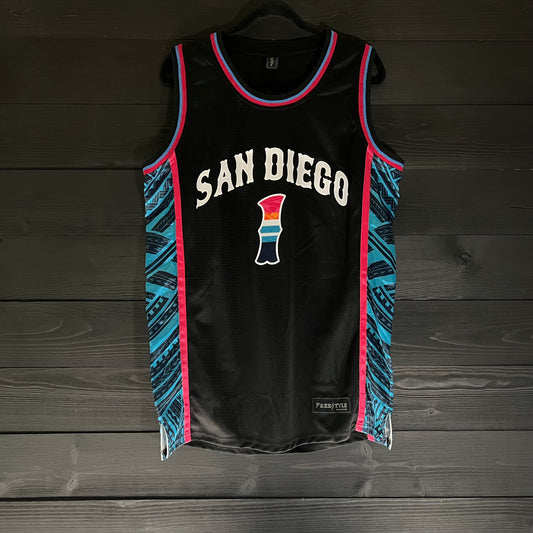 D-001a #1 Black Aqua Pink Tribal - AVAILABLE STOCK