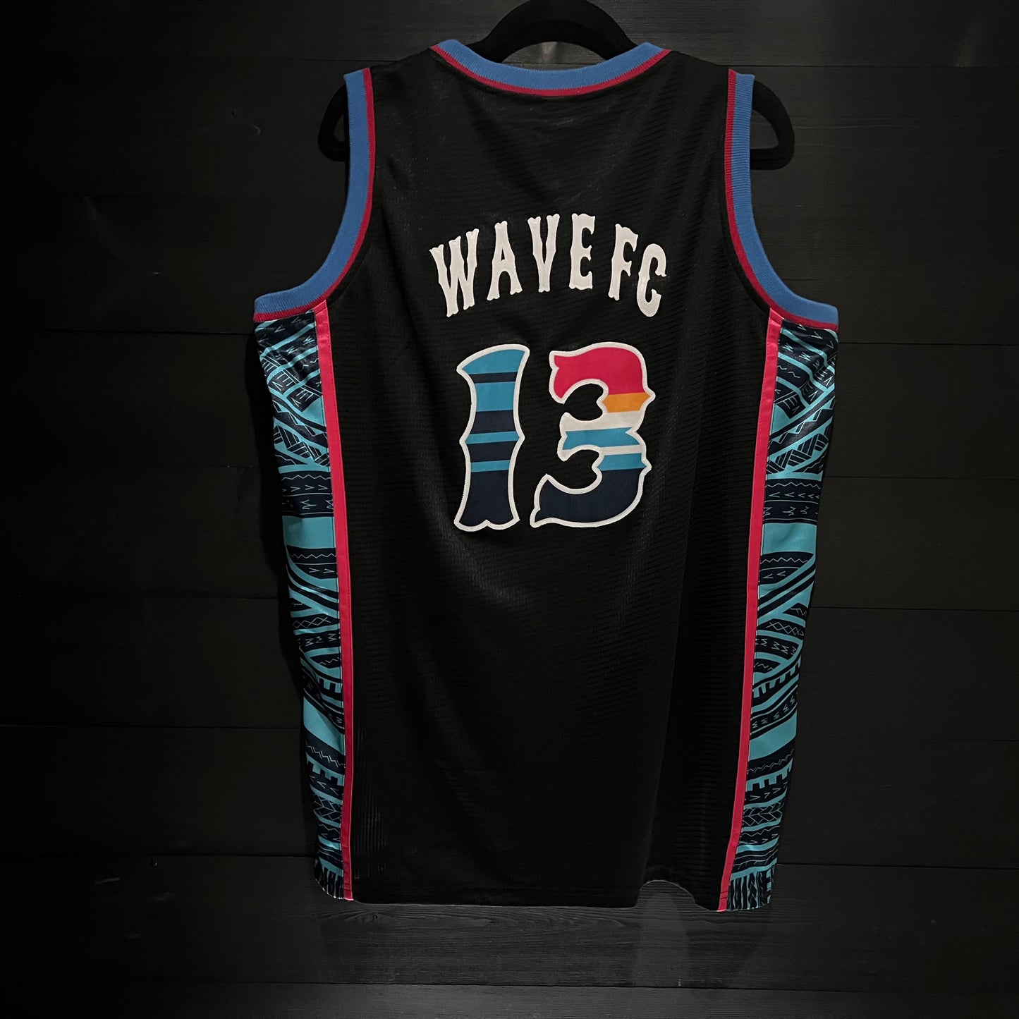 D-001a #13 WFC Black Aqua Pink Tribal - AVAILABLE STOCK
