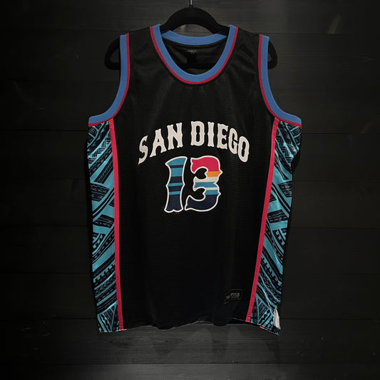 D-001a #13 WFC Black Aqua Pink Tribal - AVAILABLE STOCK