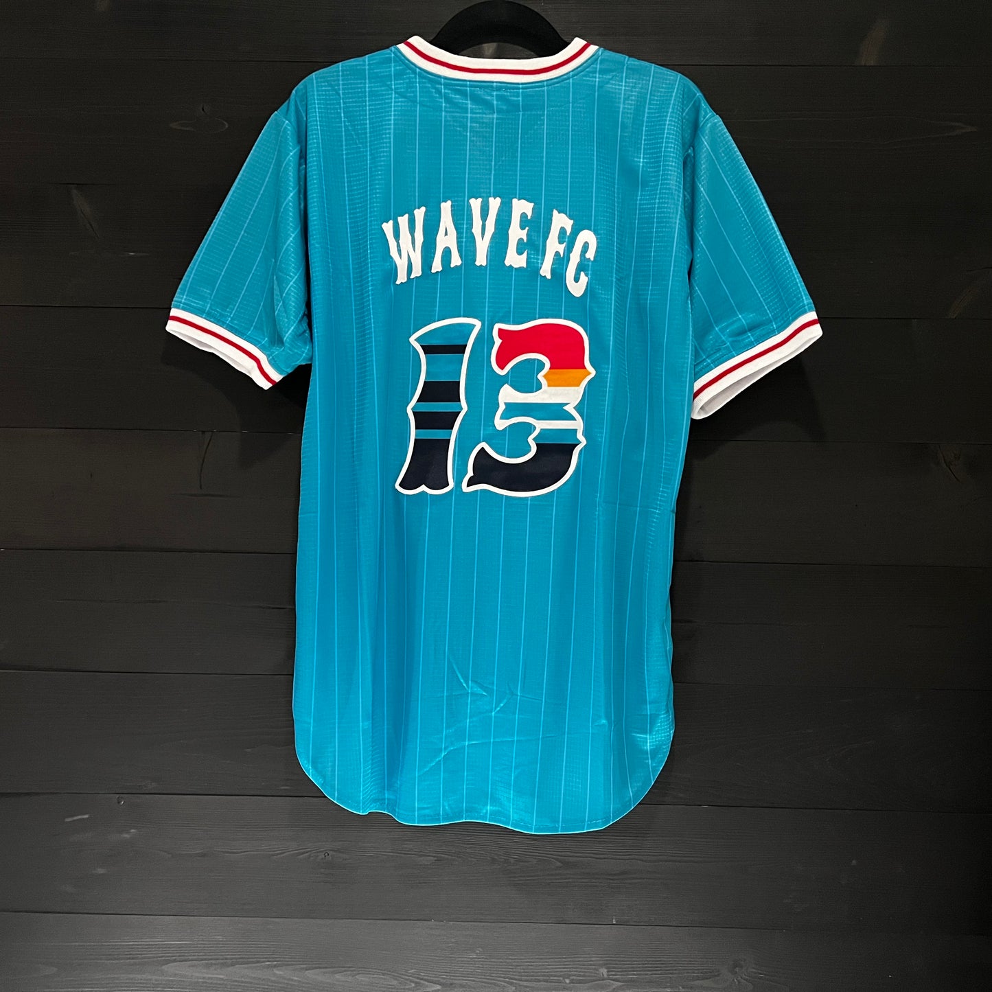 D-004a #13 WFC Aqua Pinstripes Baseball - AVAILABLE STOCK