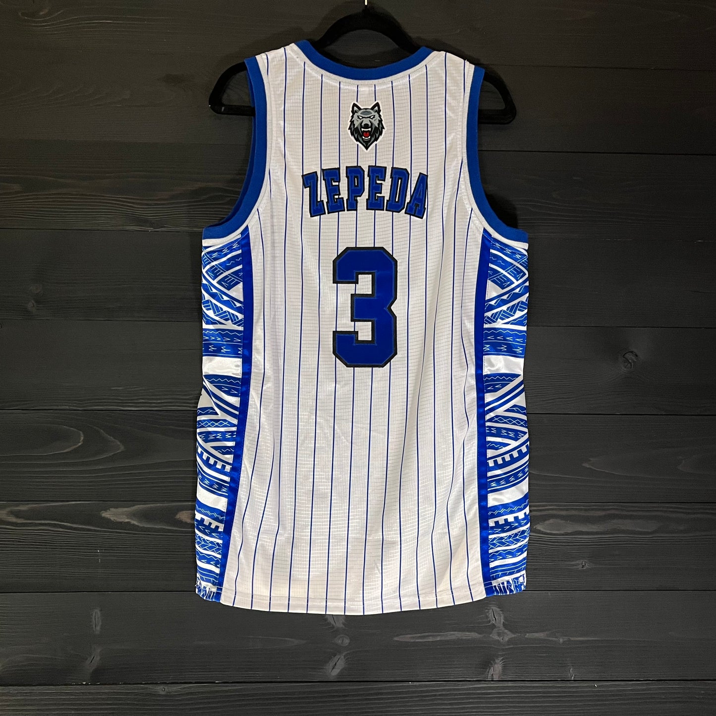 L-003m CUSTOM NAME AND # San Diego Wolves White Royal Blue Pinstripes - MADE TO ORDER