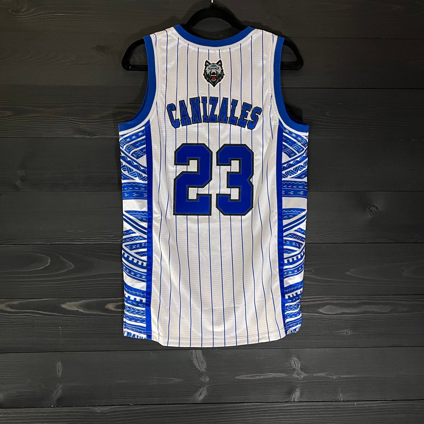 L-003m CUSTOM NAME AND # San Diego Wolves White Royal Blue Pinstripes - MADE TO ORDER