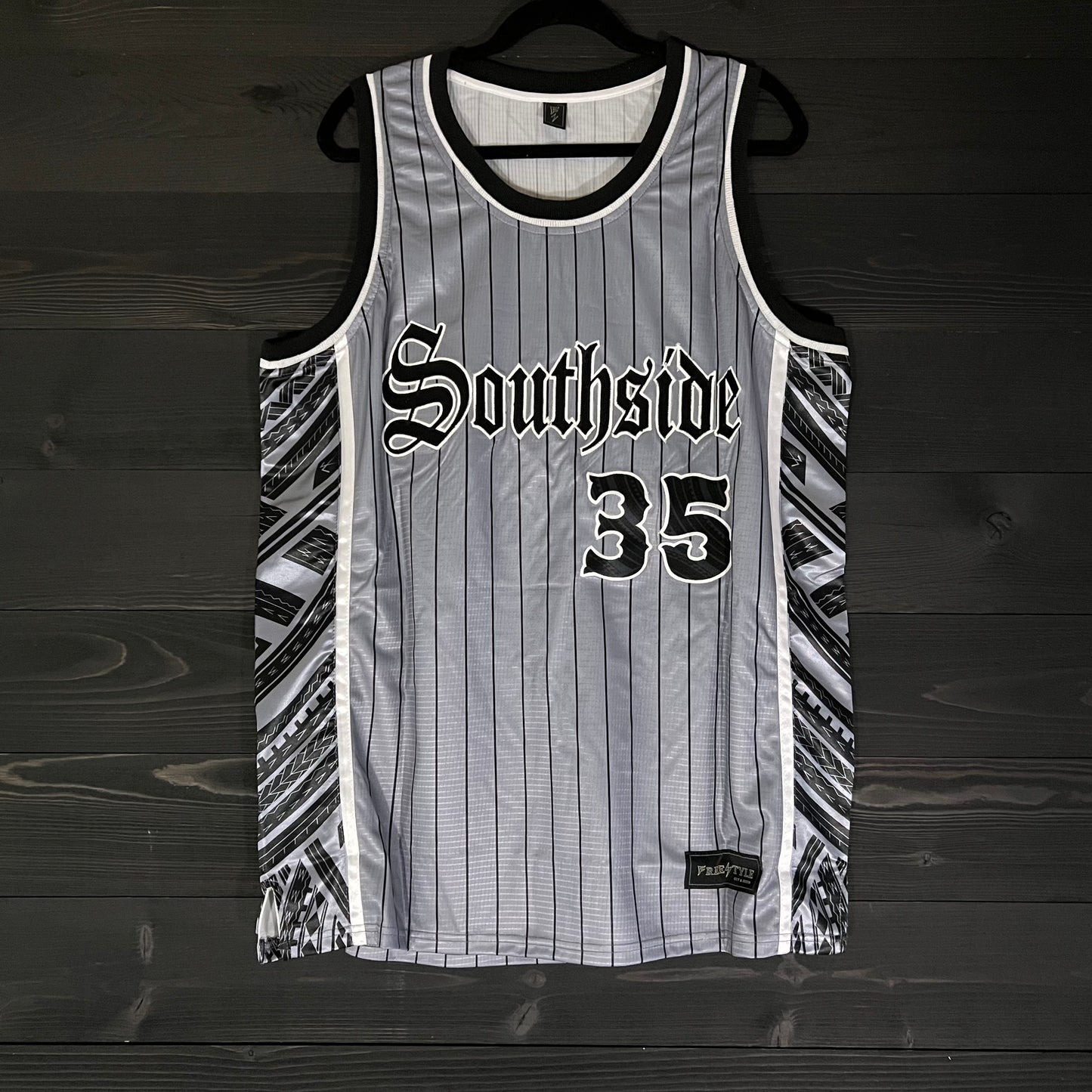M-541a #35 Gray Black Pinstripes Tribal - ALL SIZES