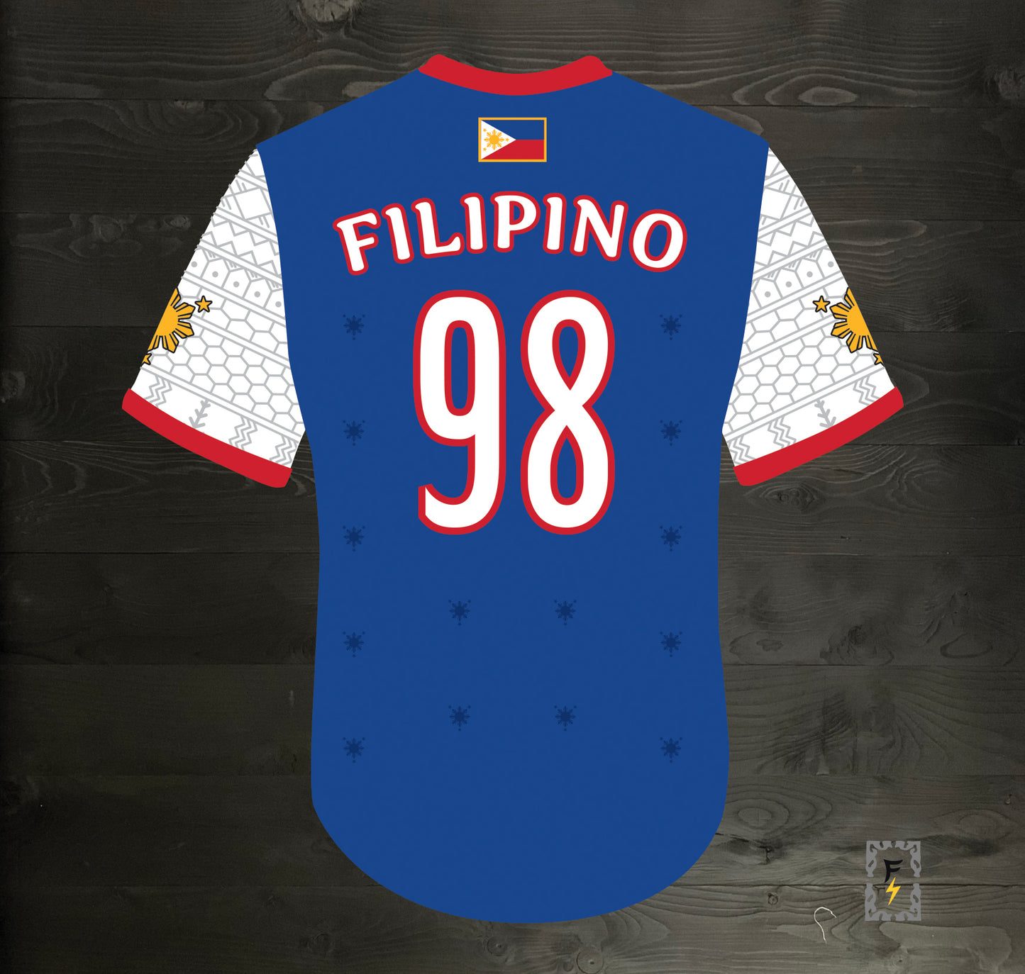 L-102m FILIPINO #98 Pilipinas Philippines Baseball Group (PBG) Blue Button Up Baseball Jersey - MADE TO ORDER