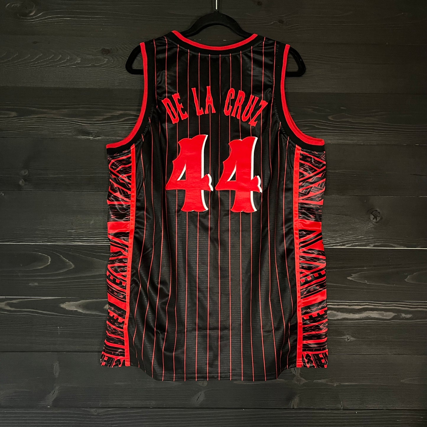 M-363a #44 Black Red Pinstripes Tribal - ALL SIZES