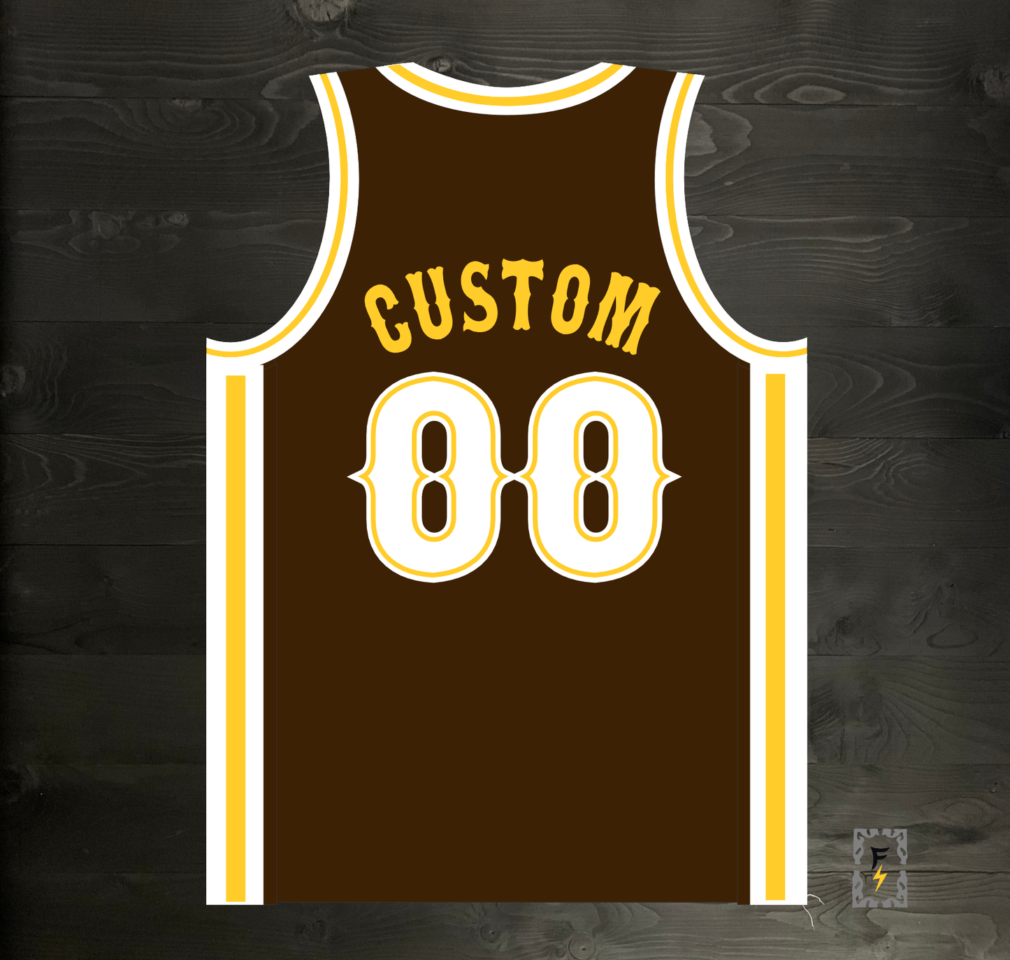 A-100m CUSTOM - Brown White Yellow Tuscan Off Ctr ALL SIZES - MADE TO ORDER