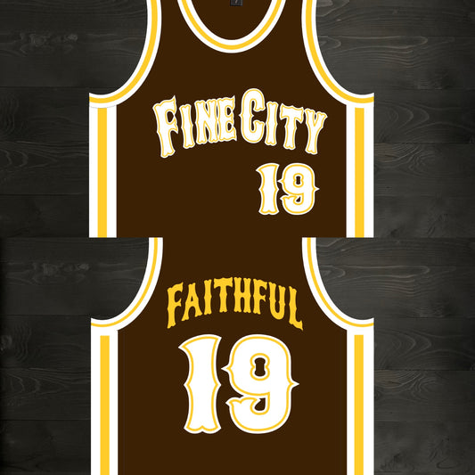 A-100m FINE CITY FAITHFUL #19 - Brown White Yellow Tuscan Off Ctr ALL SIZES - MADE TO ORDER
