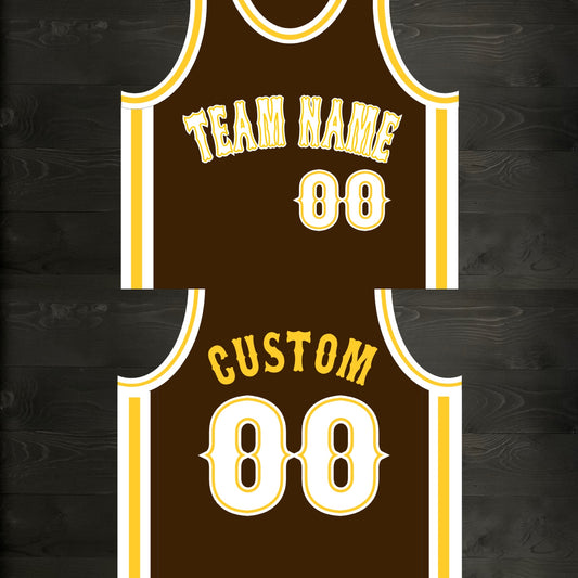 A-100m CUSTOM - Brown White Yellow Tuscan Off Ctr ALL SIZES - MADE TO ORDER