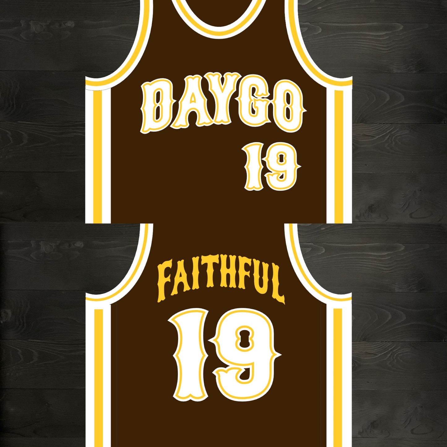 A-100m DAYGO FAITHFUL #19 - Brown White Yellow Tuscan Off Ctr ALL SIZES - MADE TO ORDER
