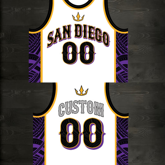 E-002m CUSTOM White Purple Black Gold Tribal ALL SIZES - MADE ORDER