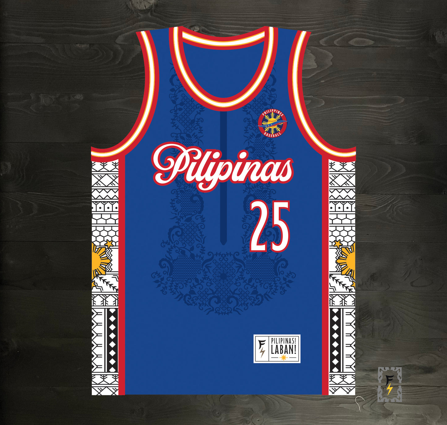 L-100m FIL-AM #25 Pilipinas Philippines Baseball Group (PBG) Blue Basketball Jersey - MADE TO ORDER