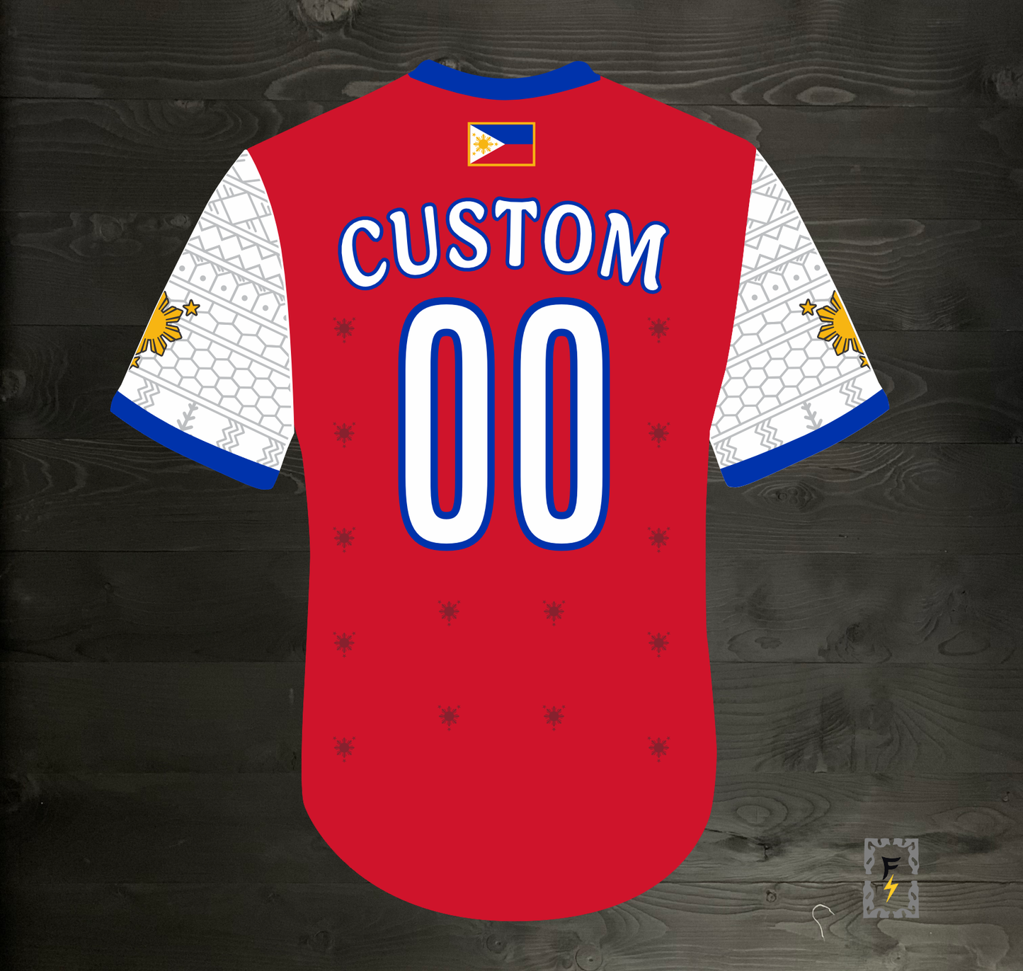 L-103m CUSTOM Name and # Pilipinas Philippines Baseball Group (PBG) Red Button Up Baseball - MADE TO ORDER