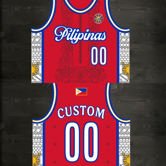 L-101m CUSTOM Name and # Pilipinas Philippines Baseball Group (PBG) Red Basketball Jersey - MADE TO ORDER