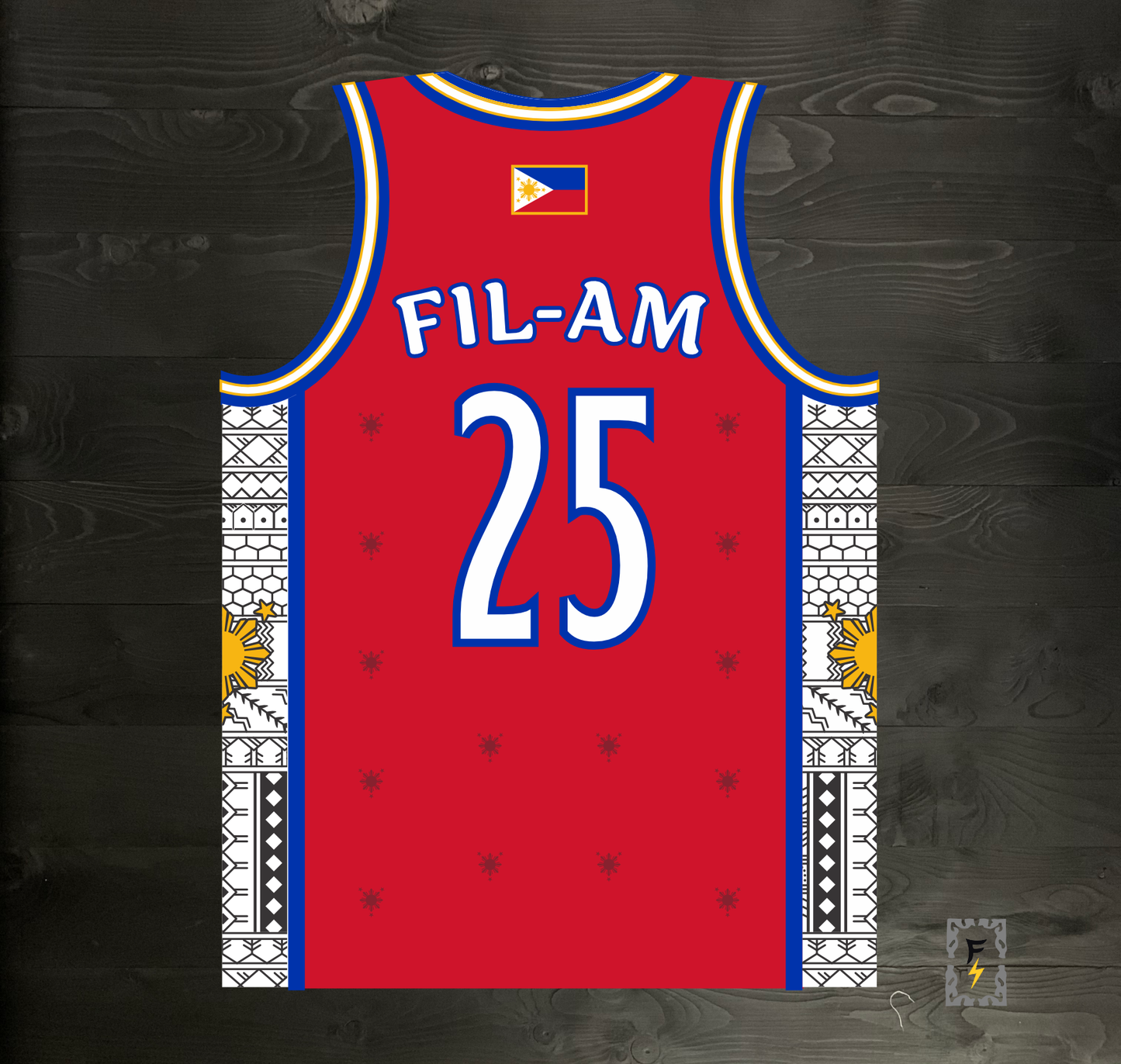 L-101m FIL-AM #25 Pilipinas Philippines Baseball Group (PBG) Red Basketball Jersey - MADE TO ORDER