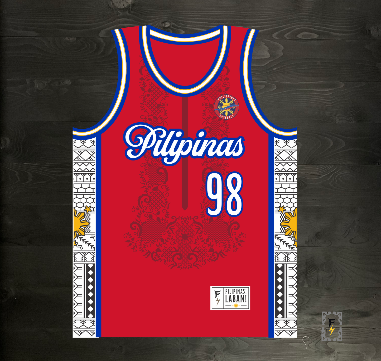 L-101m FILIPINO #98 Pilipinas Philippines Baseball Group (PBG) Red Basketball Jersey - MADE TO ORDER