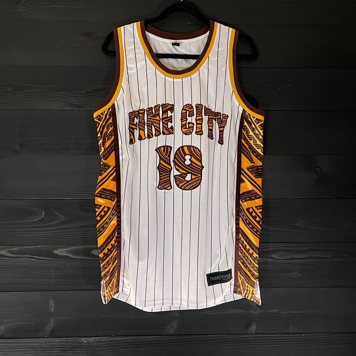 A-001m FAITHFUL #19 - FINE CITY White Tribalz Basketball Jersey ALL SIZES - MADE TO ORDER