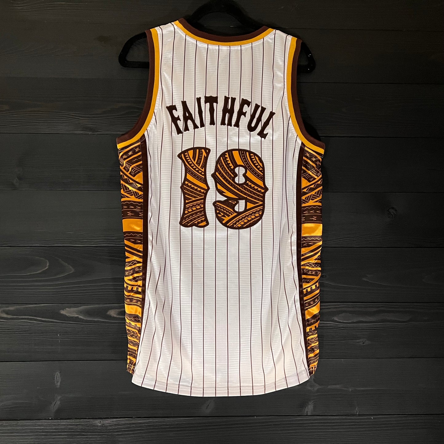 A-001m FAITHFUL #19 - FINE CITY White Tribalz Basketball Jersey ALL SIZES - MADE TO ORDER