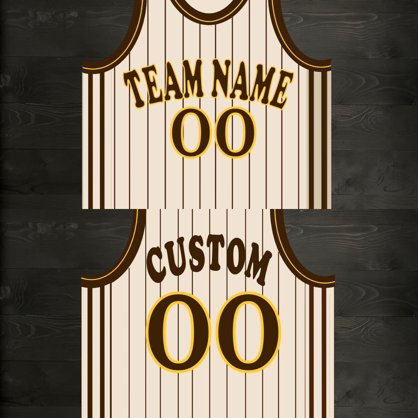 A-006m CUSTOM Sand Brown Pinstripes Basketball Jersey ALL SIZES- MADE ORDER