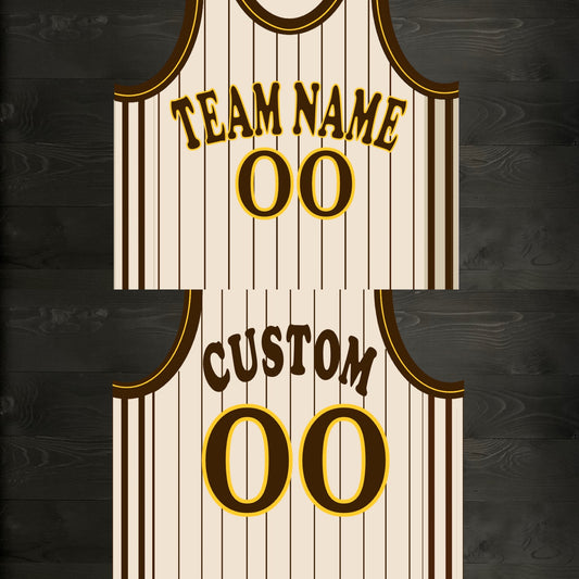 A-006m CUSTOM Sand Brown Pinstripes Basketball Jersey ALL SIZES- MADE ORDER